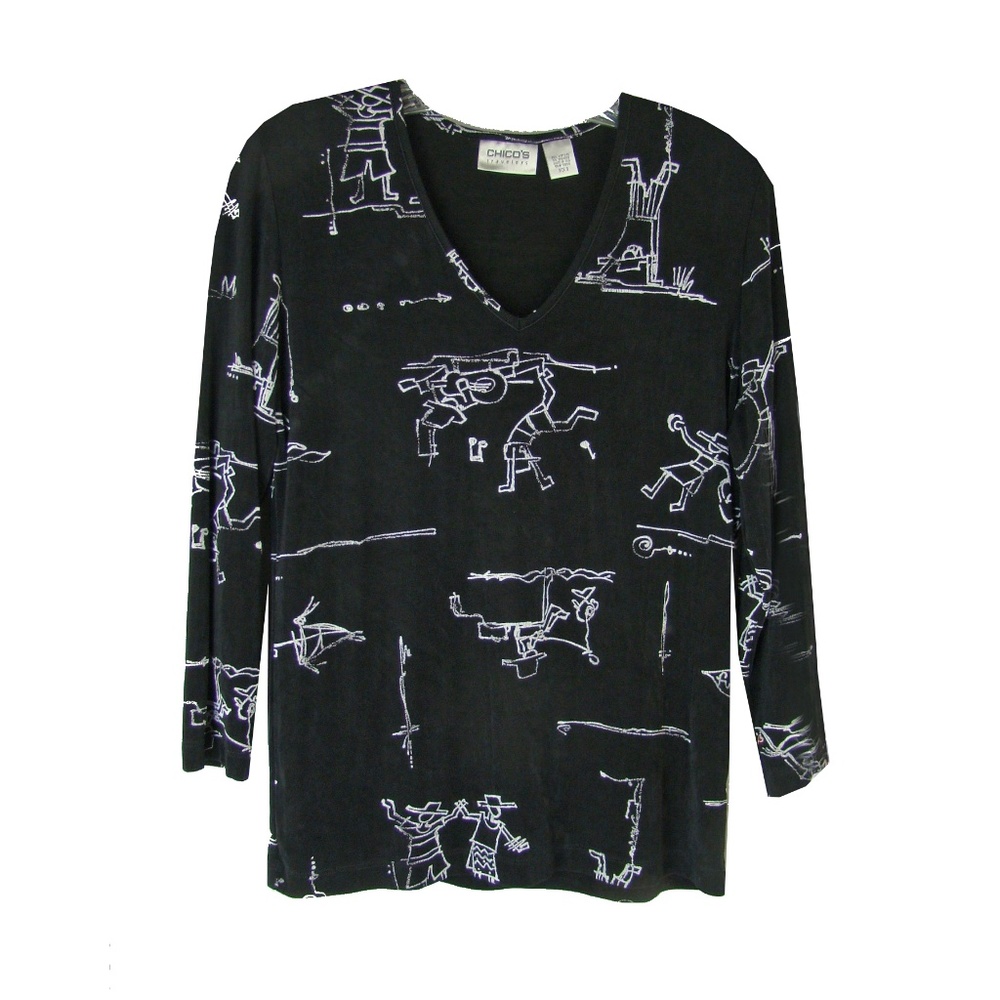 Chico’s Travelers 3/4 Sleeve Folk Print Top – 4